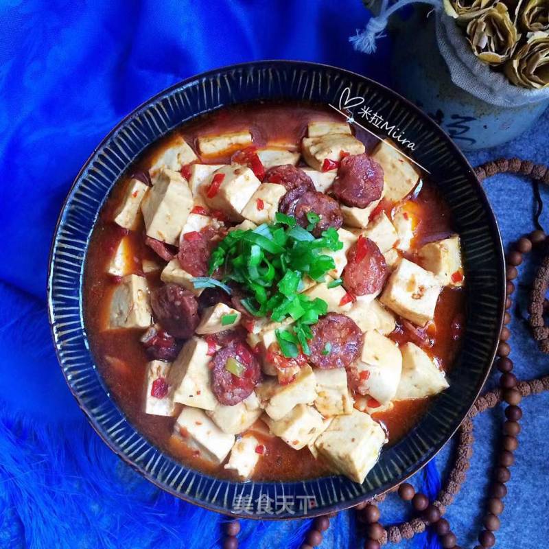 Braised Soft Tofu with Sausage recipe