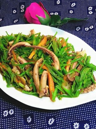 Fried Squid Head with Celery recipe