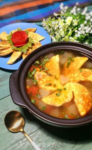 Winter Melon Tomato Egg Dumpling Soup recipe