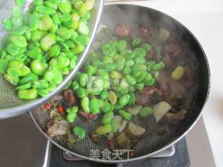 Fried Sausages with Pickled Vegetables, Broad Beans and Rice recipe