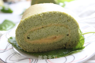 #柏翠大赛# Mulberry Leaf Sweet Potato Cake Roll recipe