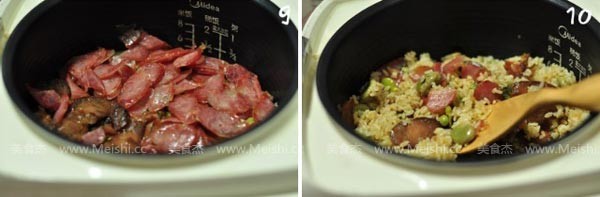 Broad Bean Sausage Braised Rice recipe