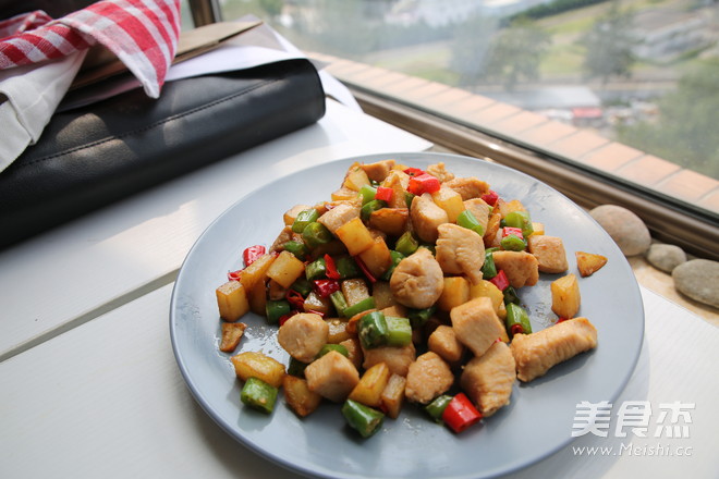 Potatoes, Chicken Nuggets and Chili Noodles recipe