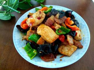 Stir-fried Tofu with Pork Belly and Fungus recipe