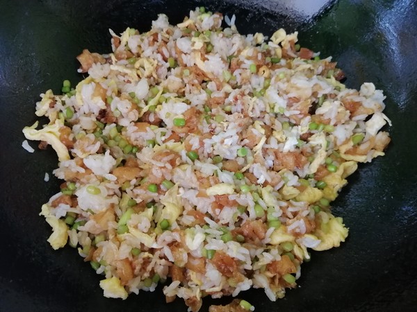 Fried Rice with Fritters and Egg recipe