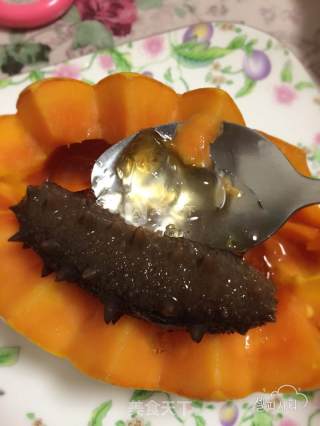 Papaya, Sea Cucumber, Peach Gum, Snow Lotus Seed Boat recipe