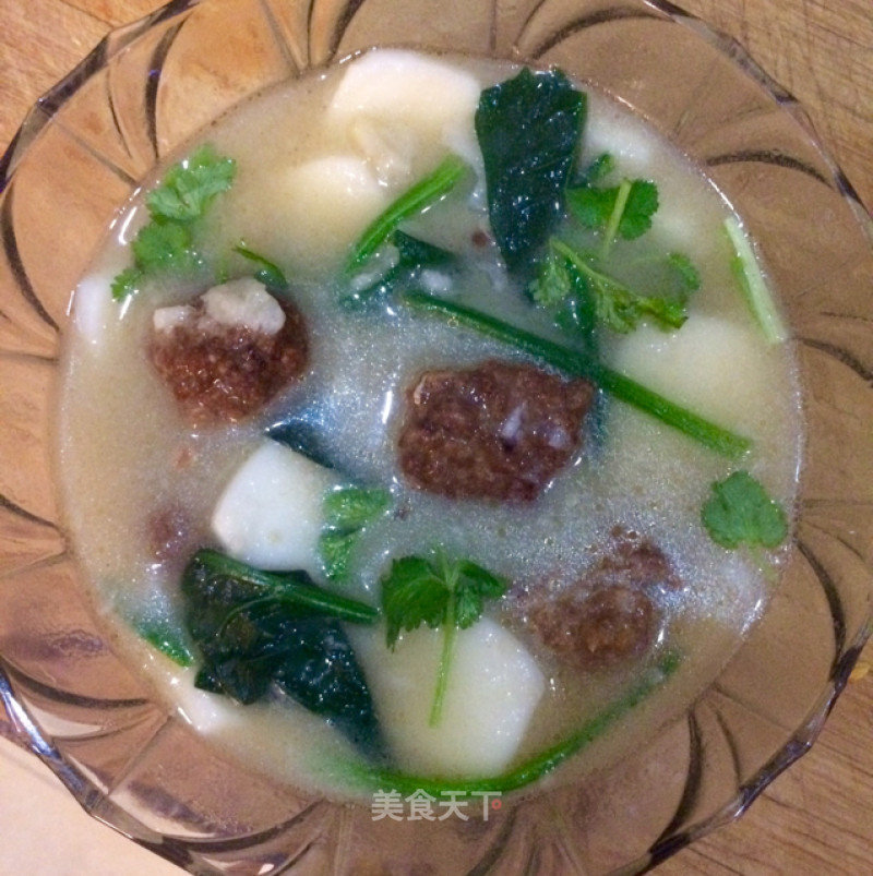 Meatballs and Taro Rice Cake Soup recipe
