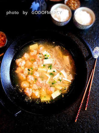 Shrimp and Tofu Chicken Soup