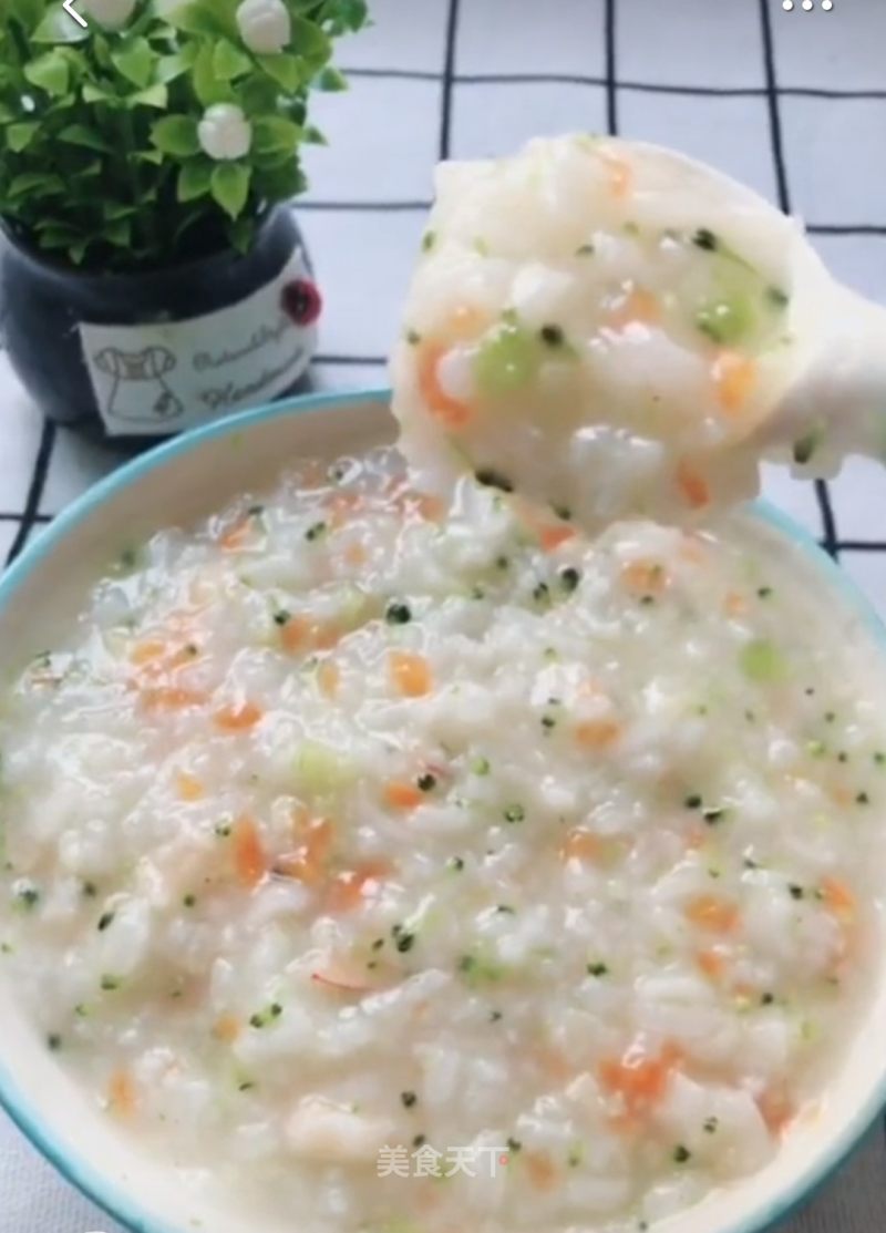 Broccoli and Radish Shrimp Porridge recipe
