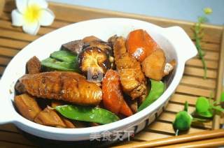 Roasted Chicken Wings with Burdock and Lotus Root recipe