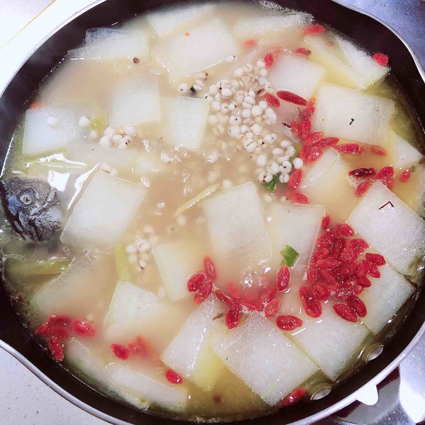 Winter Melon, Coix Seed and Crucian Fish Soup recipe