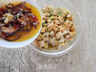 Mushroom Oil Mixed with Bamboo Shoots and Dried Edamame recipe