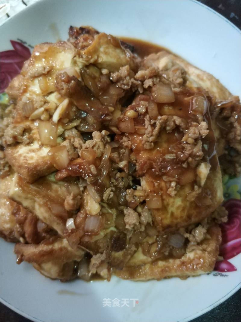 Pan-fried Tofu with Minced Pork recipe