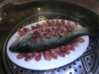Steamed Bass with Chinese Sausage recipe