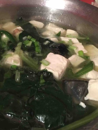 Spinach, Tofu and Preserved Egg Soup