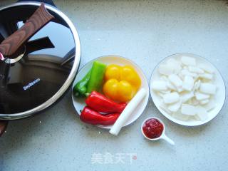 Stir-fried Rice Cake with Tomato Sauce recipe