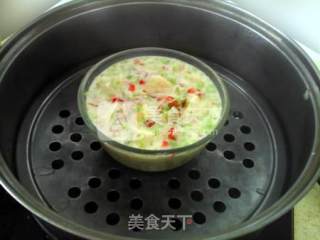 Steamed Custard with Flax Seed Oil, Mixed Vegetables, Smoked Sausage and Toast recipe