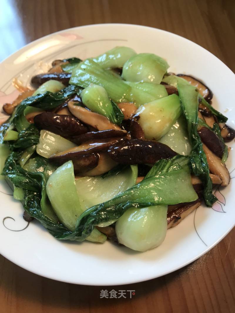 Stir-fried Rape with Mushrooms recipe
