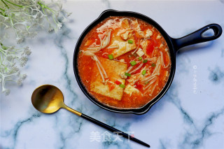 Tomato and Enoki Mushroom Tofu Soup recipe