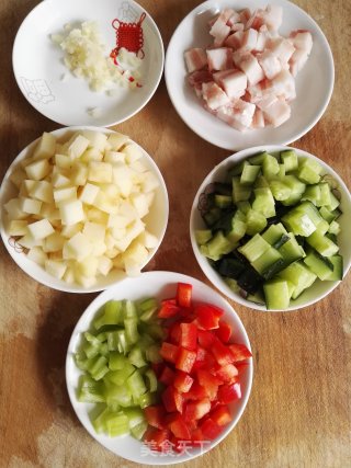 Stir-fried Pork Belly Four Diced recipe