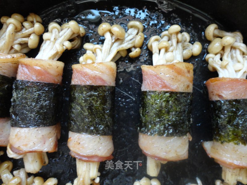 Bacon Roll with Enoki Mushroom recipe