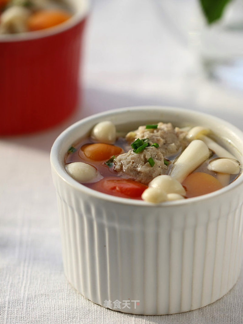 Mushroom Tomato Meatball Soup recipe