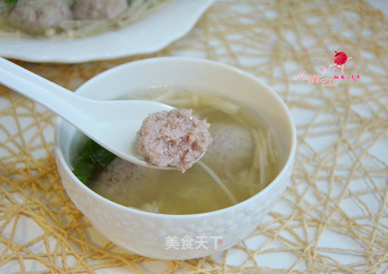 Pork Lotus Root Meatball Golden Needle Soup recipe
