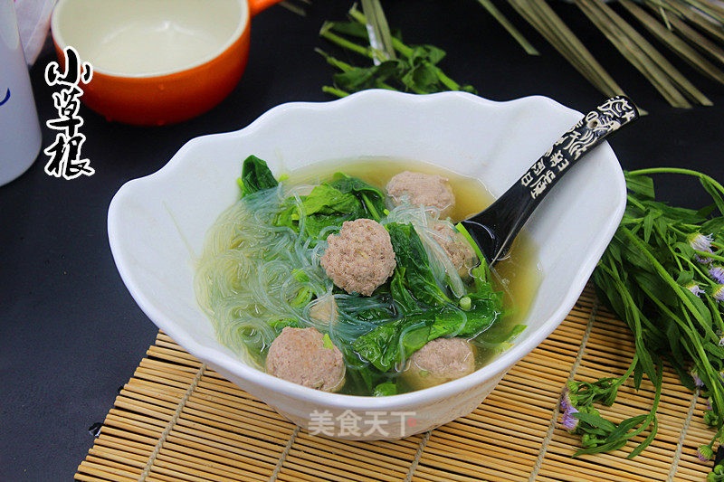 Spinach Vermicelli Meatball Soup recipe
