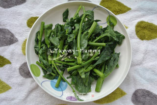 Organic Chinese Kale Seedlings Mixed with Olive Oil and Salt recipe