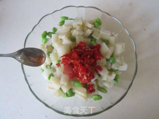 Chopped Pepper and Edamame with Lotus Root recipe