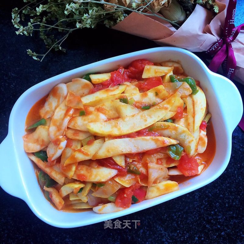 Stir-fried Winter Squash with Tomato recipe