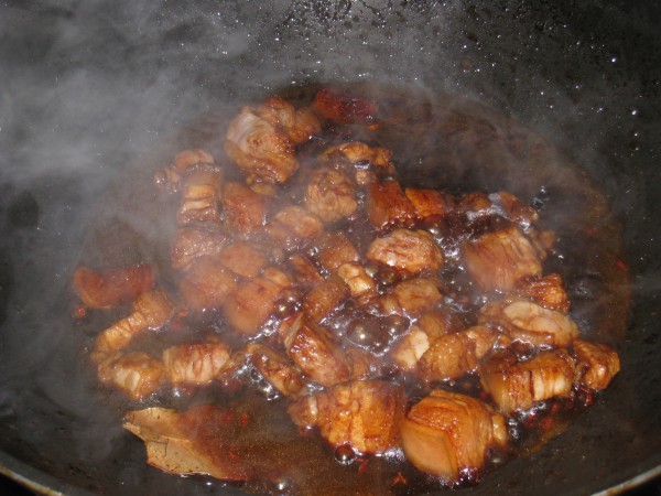 Braised Noodles with Pork Belly and Beans recipe