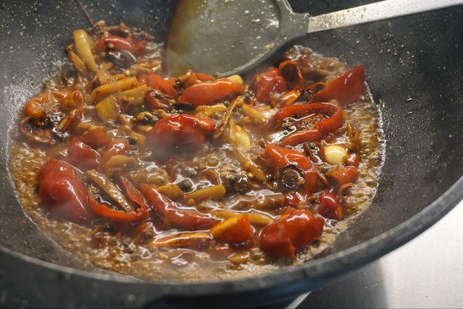 Grilled Skin Fish with Dried Pickled Peppers recipe