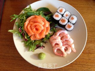 Salmon Sushi-to be Precise, It is Actually Maki&sashimi recipe