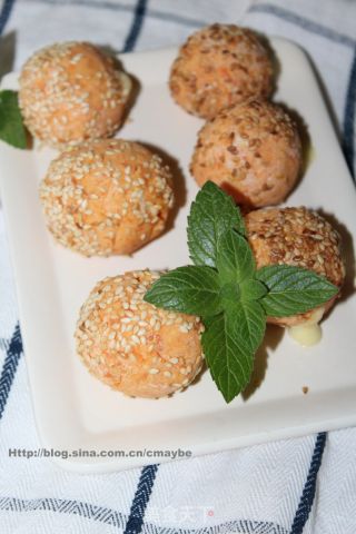 Non-fried, Non-baked-sweet Potato Cheese Heart Dumplings (homemade) recipe