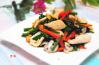 Fried Squid with Chive Moss recipe