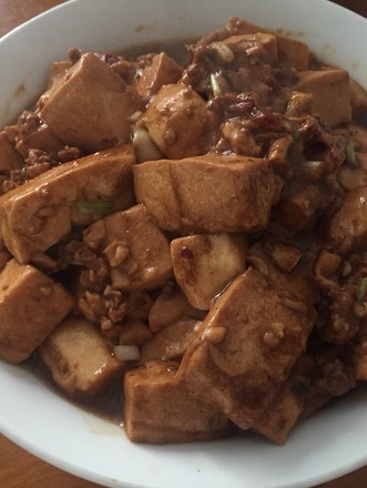 Braised Soft Tofu with Minced Meat and Shiitake Mushroom Sauce