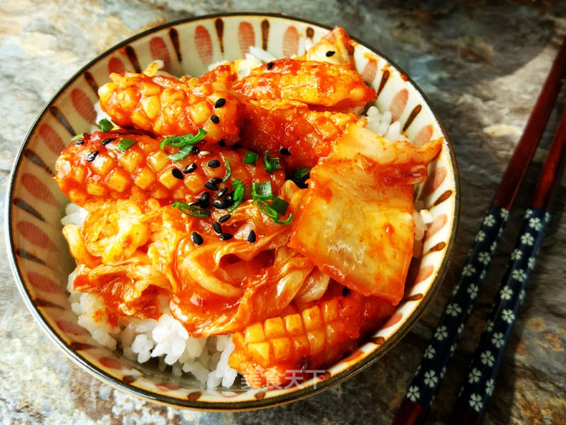 Korean Sour and Spicy Squid Rice Bowl recipe