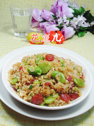 Sausage and Broad Bean Fried Rice recipe