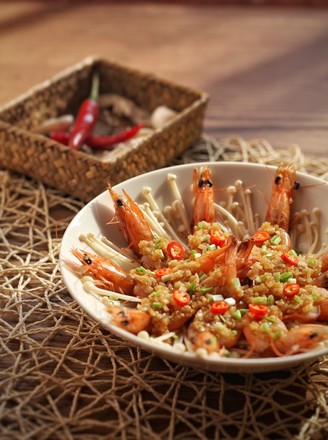 Enoki Mushroom Garlic Open Back Shrimp recipe