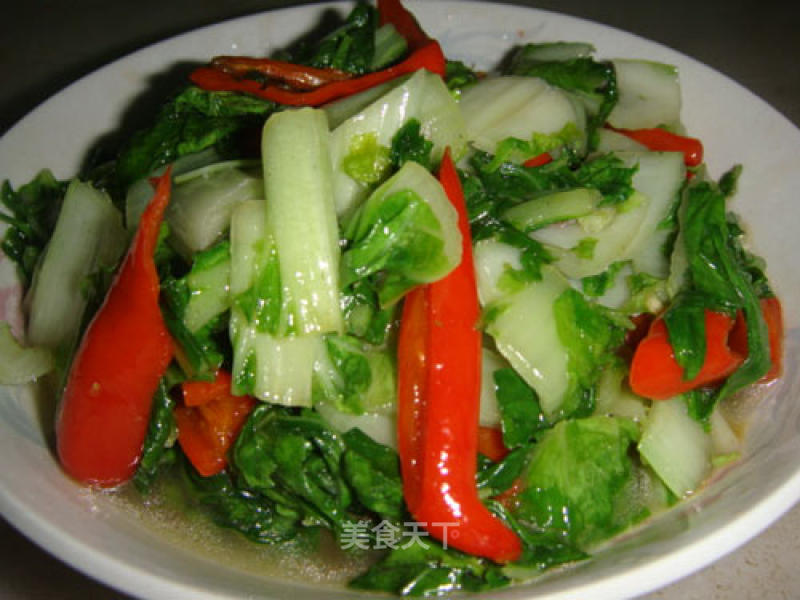 Stir-fried Yellow Leaf Vegetable with Red Pepper