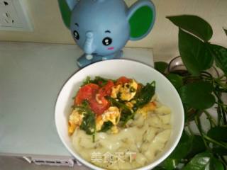 Kuaishou Lazy Meal, Tomato, Egg, Parsley and Noodles recipe