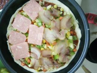 Fruit, Vegetable, Ham, Bacon and Shrimp Pizza recipe