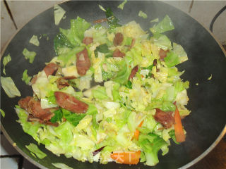 Stir-fried Cabbage with Sausage recipe
