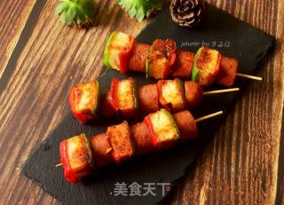 Grilled Sausage Toast Skewers (pan Version) recipe