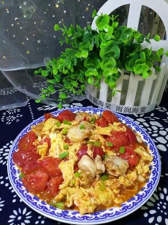 Fried Scallops with Tomatoes and Eggs recipe