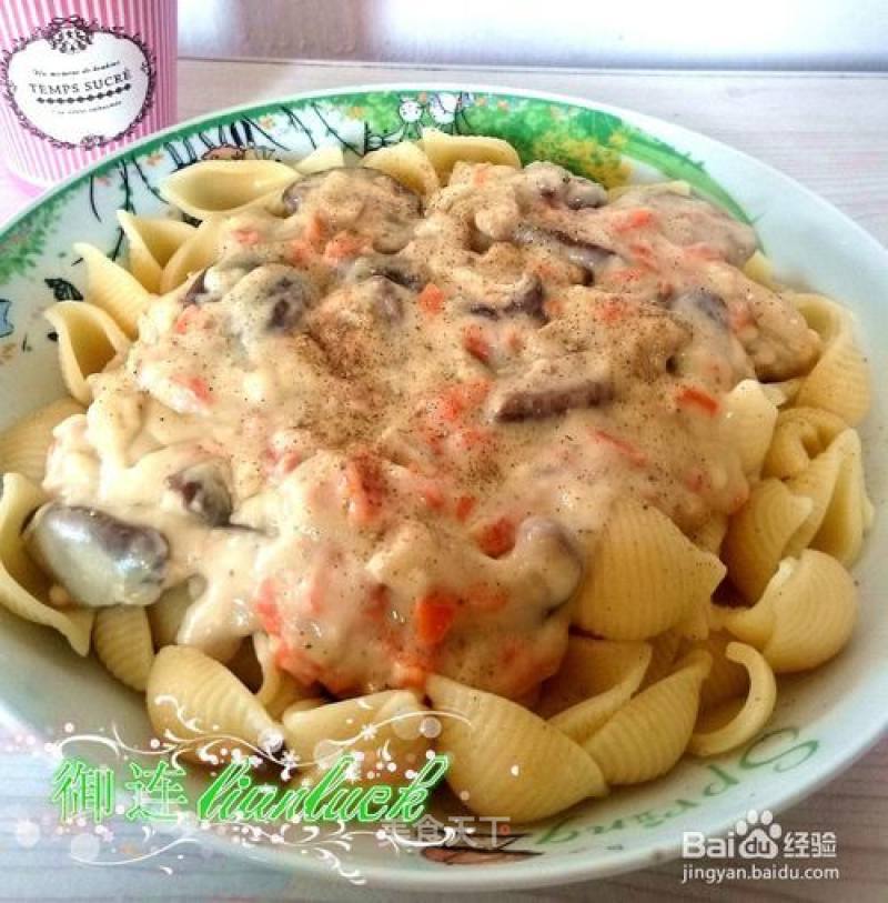 Pasta with Mushrooms and Chicken in White Sauce (=＾● W ●＾=) recipe