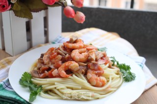 【spaghetti with Shrimp and Mushroom Sauce】 recipe