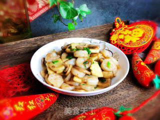 Stir-fried Shrimp with Mushroom and Winter Bamboo Shoots recipe