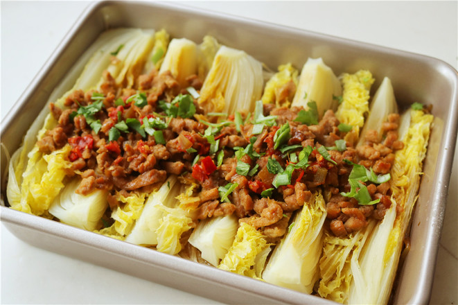 Steamed Baby Vegetables with Minced Pork Vermicelli recipe